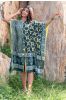 Teal Green Designer Block Print Kaftan Dress