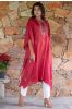 Cranberry Red Embroidered Muslin Silk Kaftan Dress Set