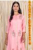 Pink Embroidered Muslin Silk A Line Kurta 