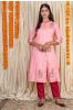 Pink Embroidered Muslin Silk A Line Kurta 