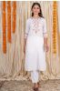 Off White Embroidered Kurta Pant Set