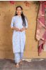 Ice Blue Block Printed Kurta 