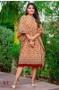 Sandy Brown Bagh Block Print Cotton Kaftan Dress