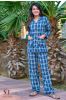 Blue White Checks Cotton Night Suit