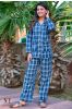 Blue White Checks Cotton Night Suit