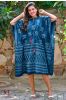 Natural Dye Indigo Lotus Print Kaftan