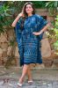 Natural Dye Indigo Lotus Print Kaftan