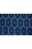 Navy Blue And Gold Hexagon Print Slub Rayon Fabric