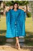 Blue Printed Slub Cotton Kaftan