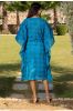 Blue Printed Slub Cotton Kaftan