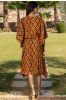 Mustard Printed Rayon Kaftan