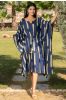 Navy Blue Printed Rayon Kaftan