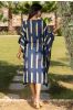 Navy Blue Printed Rayon Kaftan